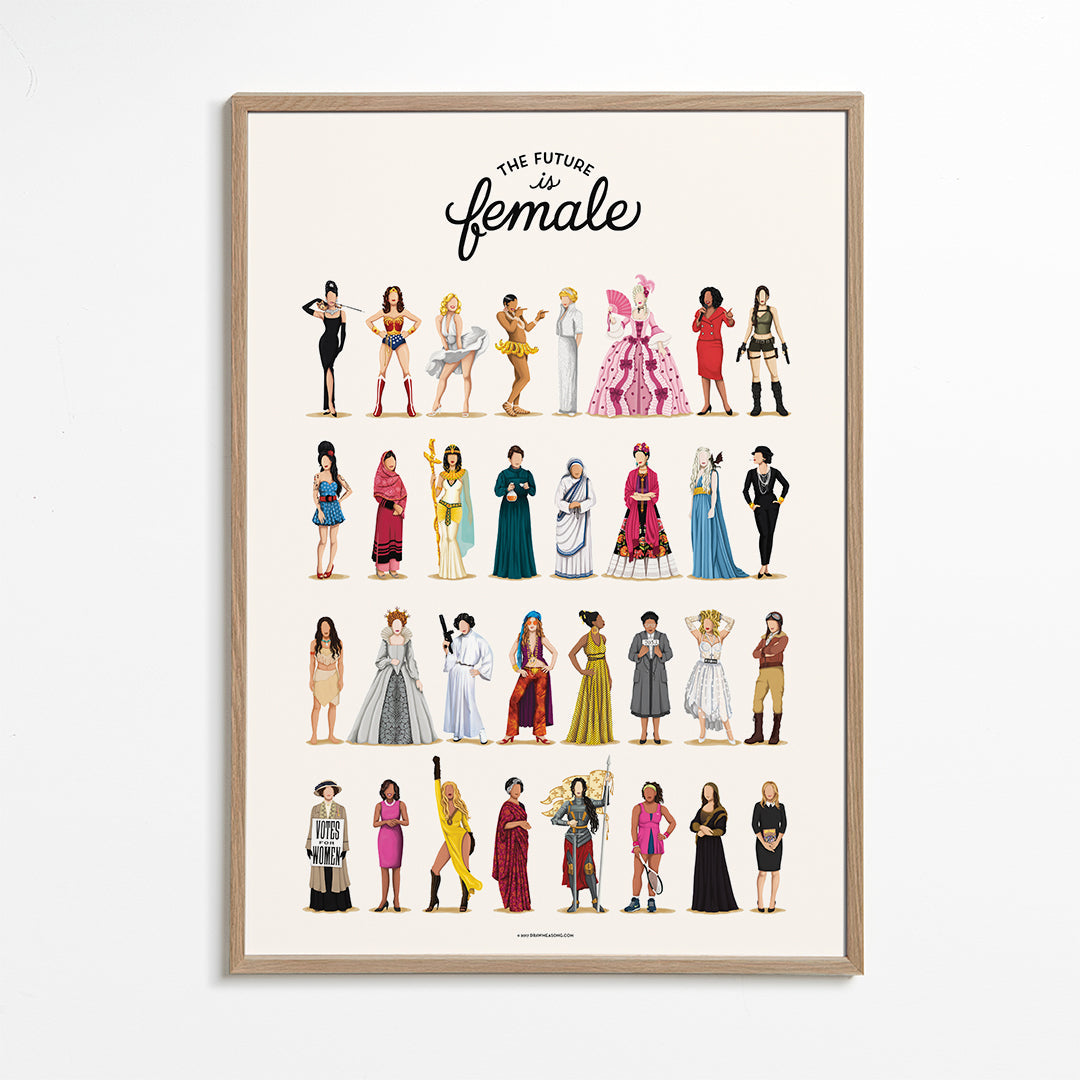 Ilustracja 'The Future is Female' ikoniczne postacie