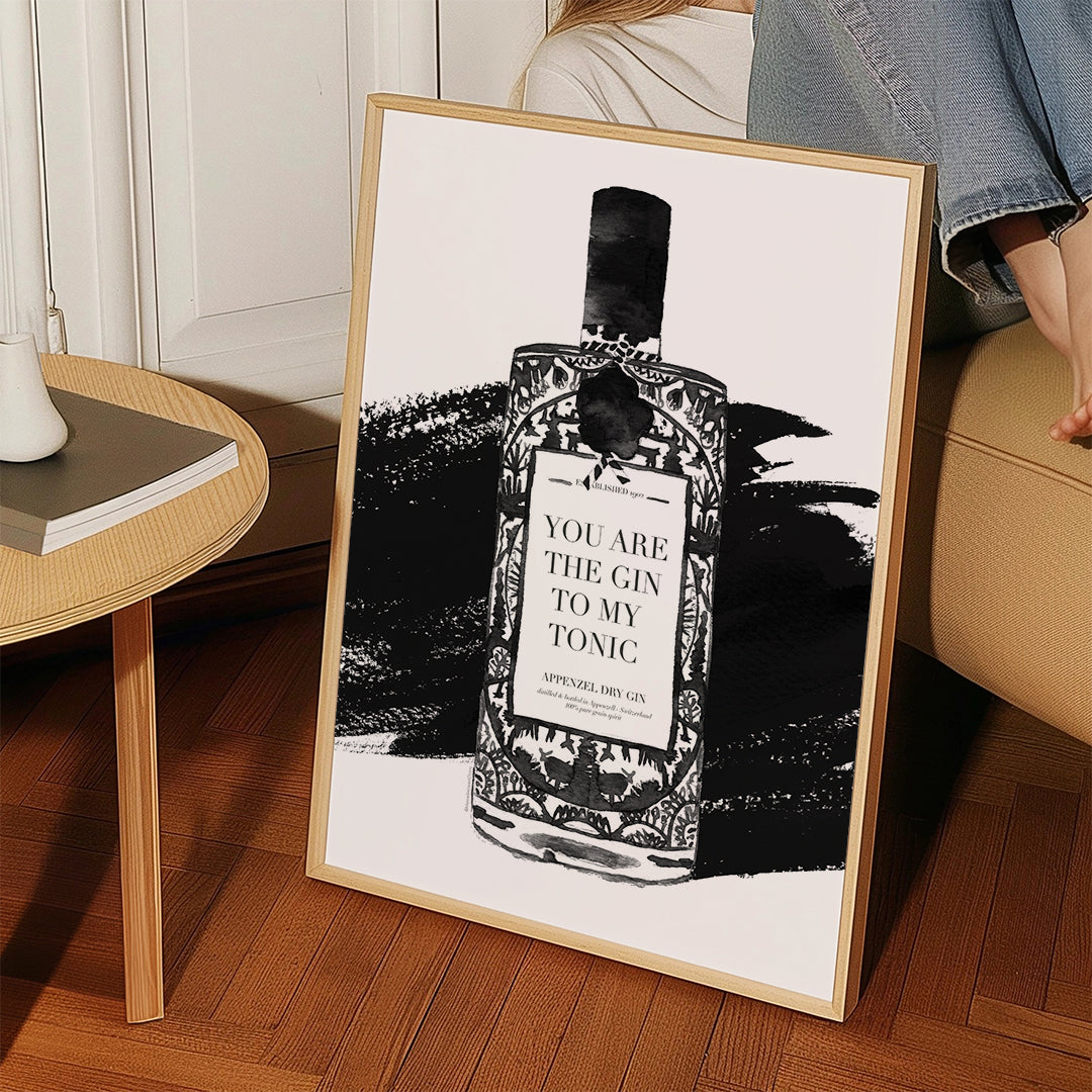Sztuka do kuchni Gin to my tonic plakat typograficzny