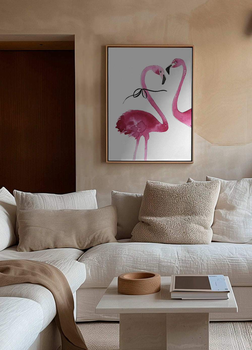 Grafika różowe flamingi akwarela