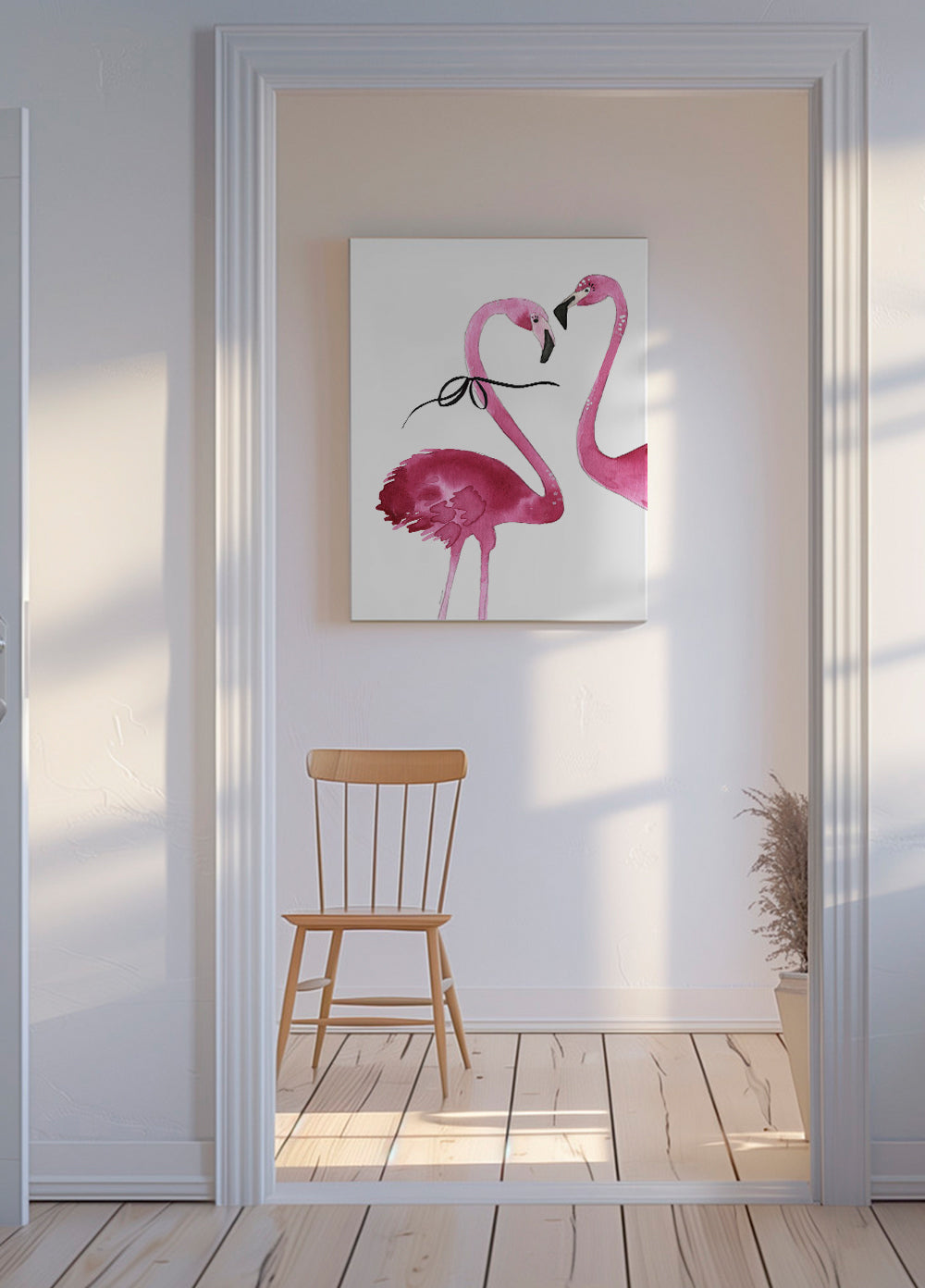 Grafika różowe flamingi akwarela
