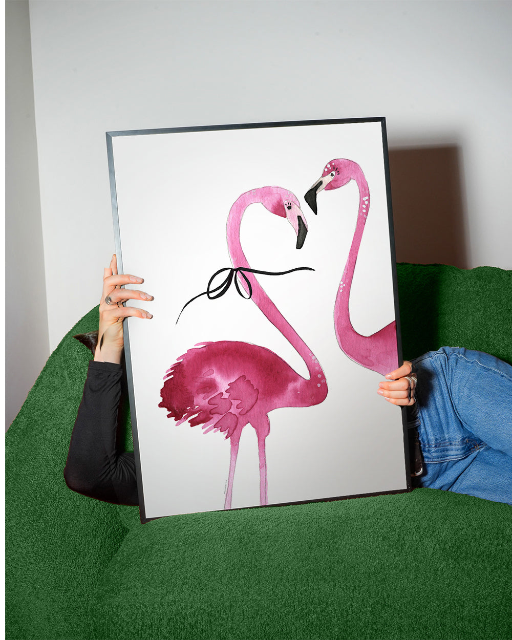 Grafika różowe flamingi akwarela