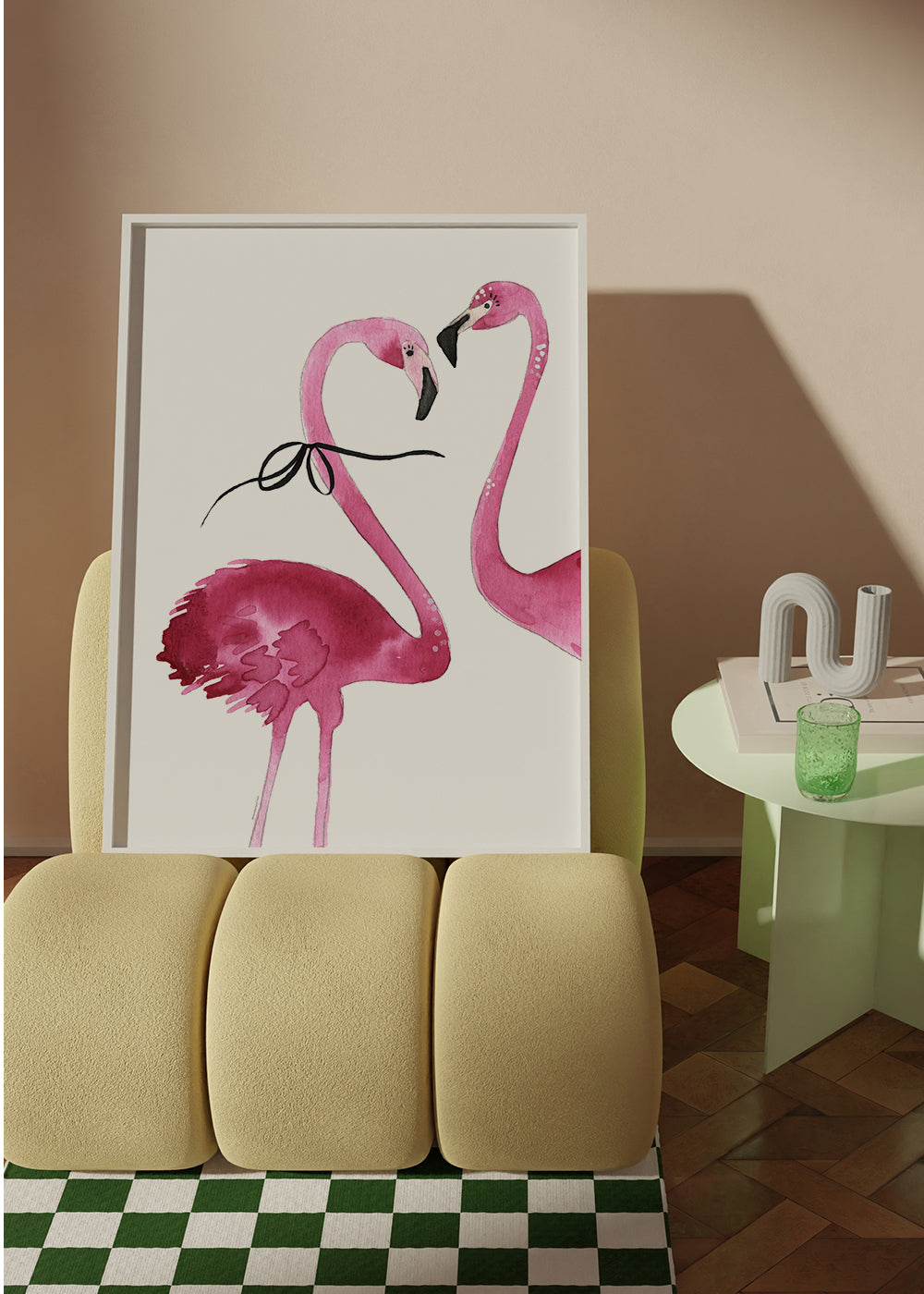Grafika różowe flamingi akwarela