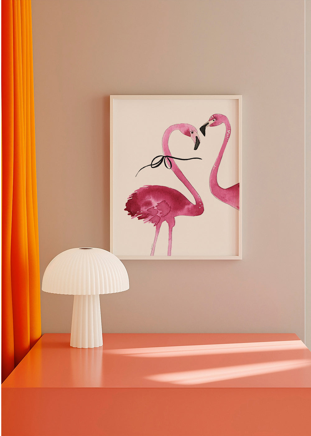 Grafika różowe flamingi akwarela