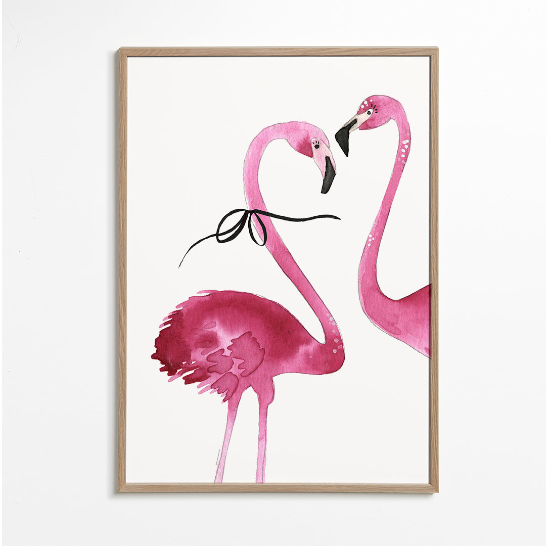 Grafika różowe flamingi akwarela