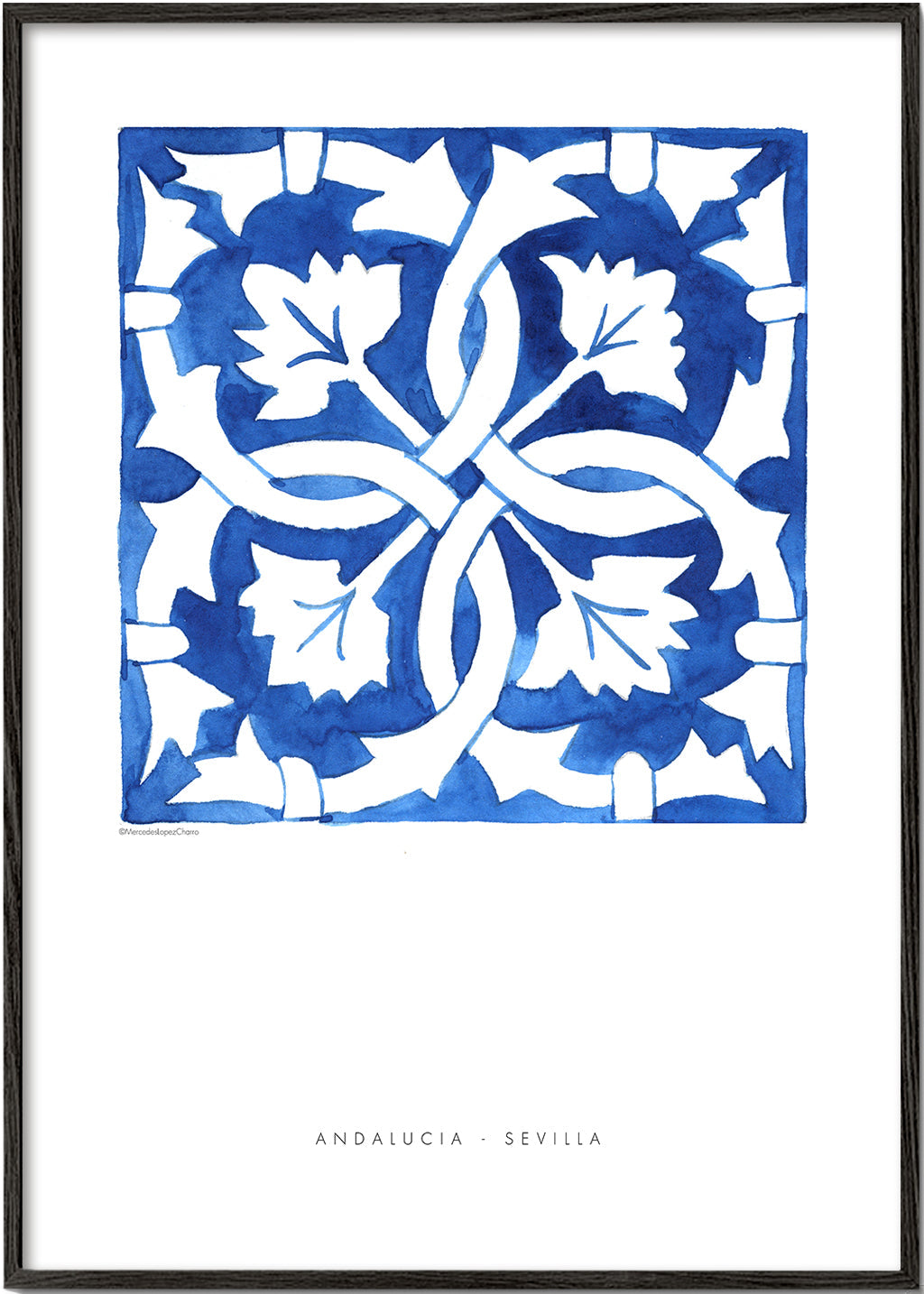 Plakat botaniczny: kafel Sewilla w niebieskim