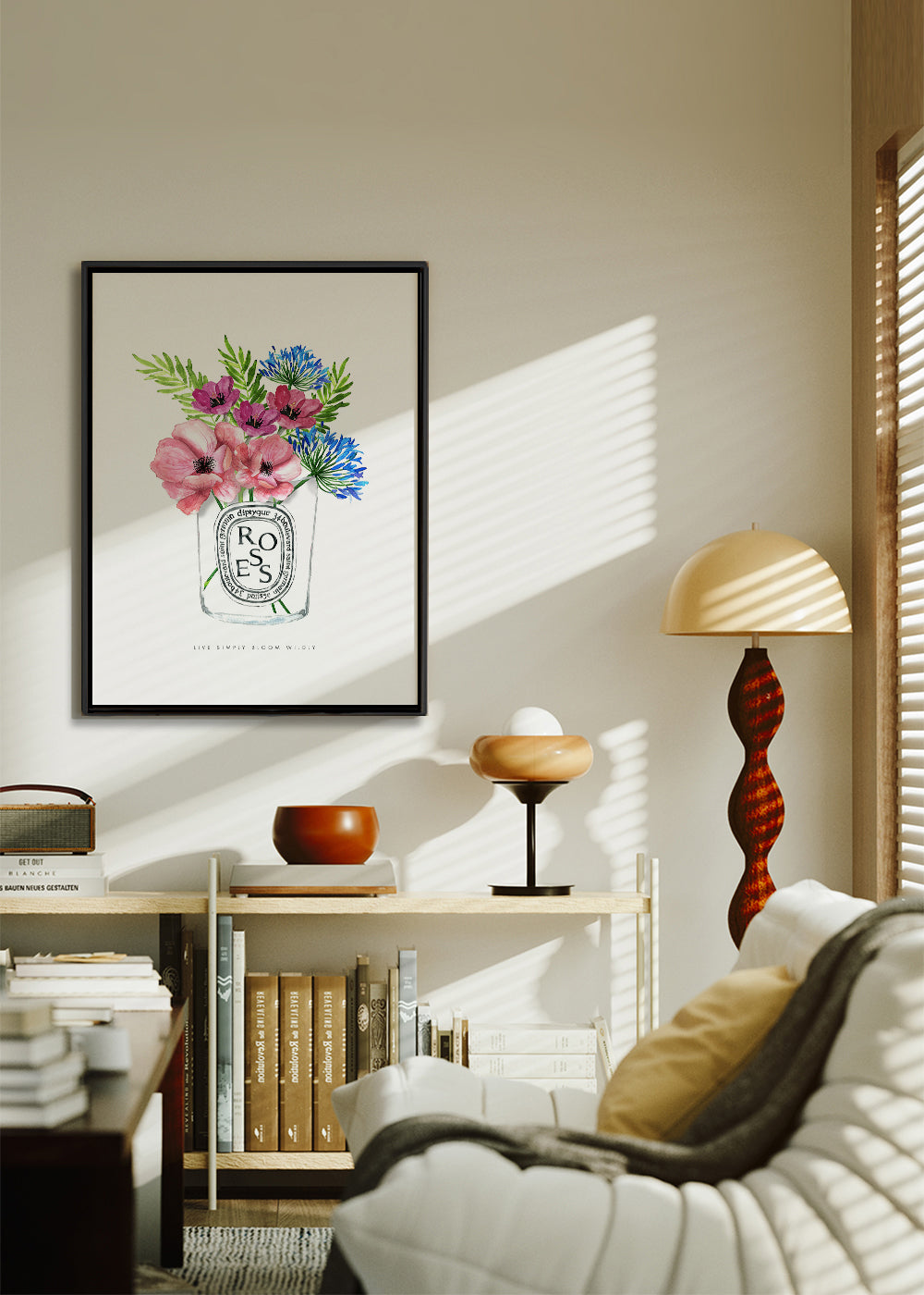 Plakat botaniczny: bukiet akwarelowy w szkle