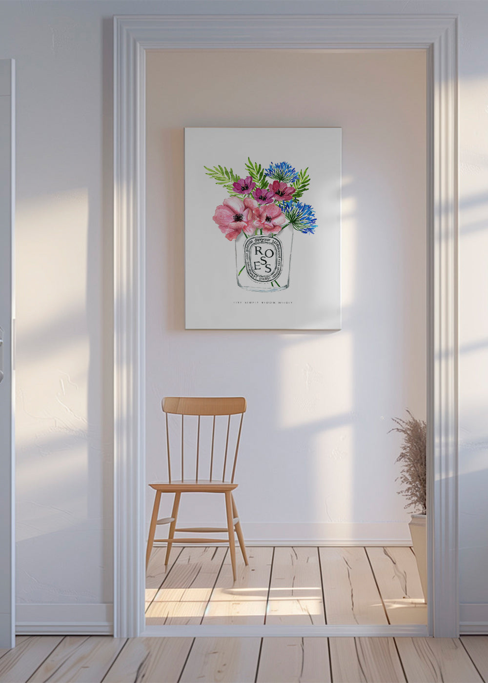 Plakat botaniczny: bukiet akwarelowy w szkle