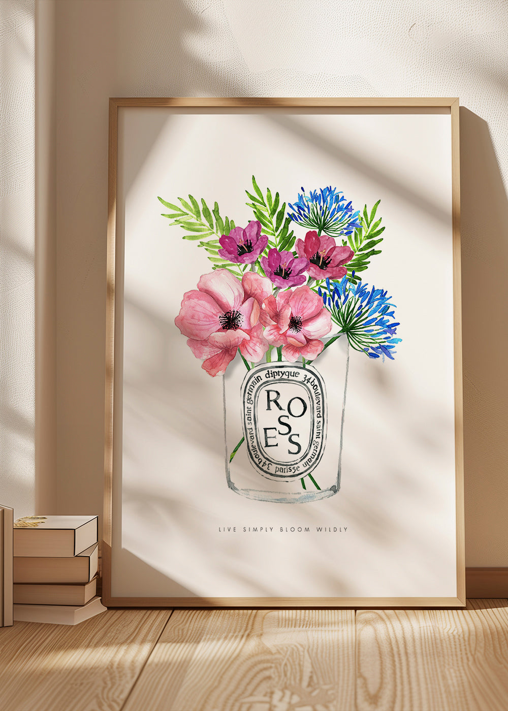 Plakat botaniczny: bukiet akwarelowy w szkle
