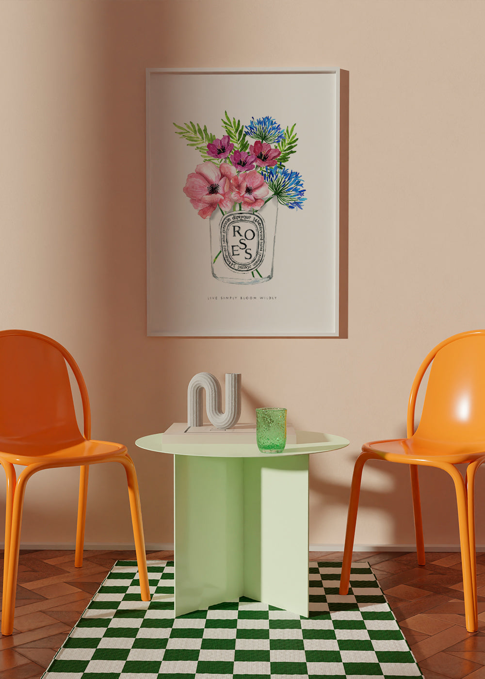 Plakat botaniczny: bukiet akwarelowy w szkle