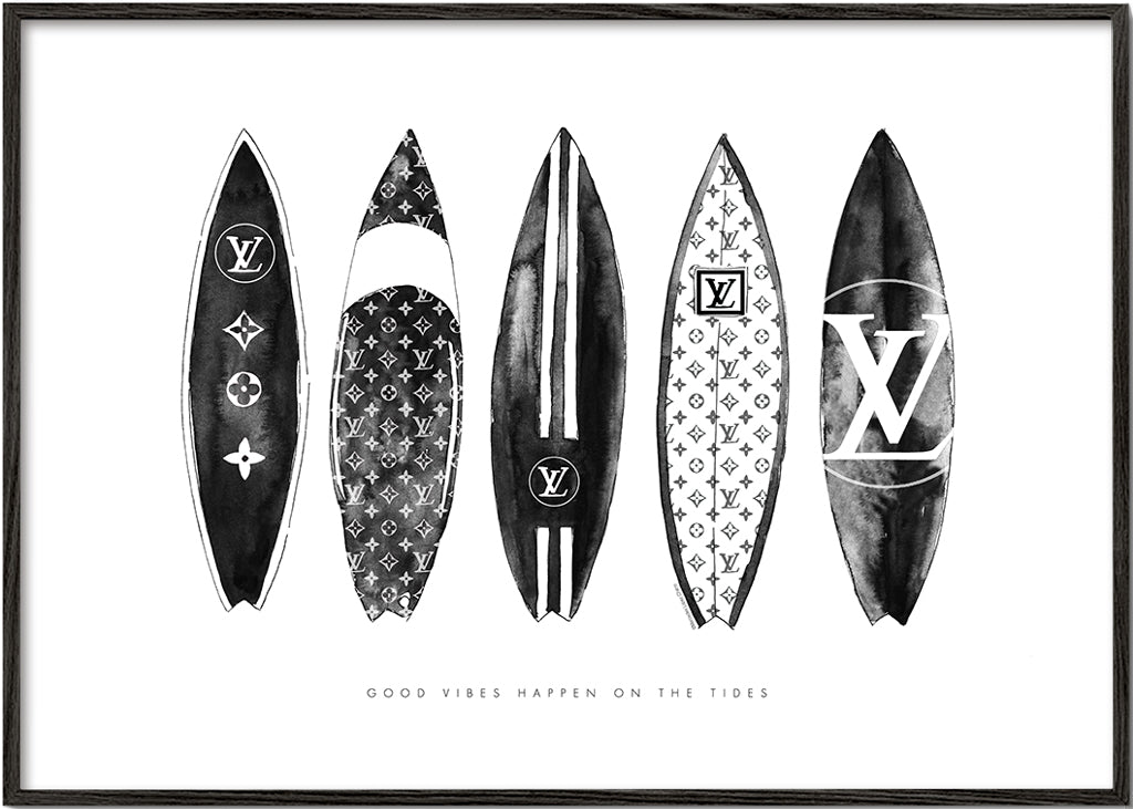Sztuka sportowa: deski surfingowe w monochromie