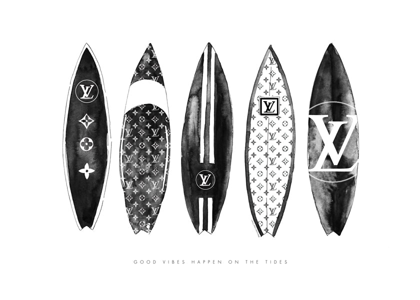 Sztuka sportowa: deski surfingowe w monochromie