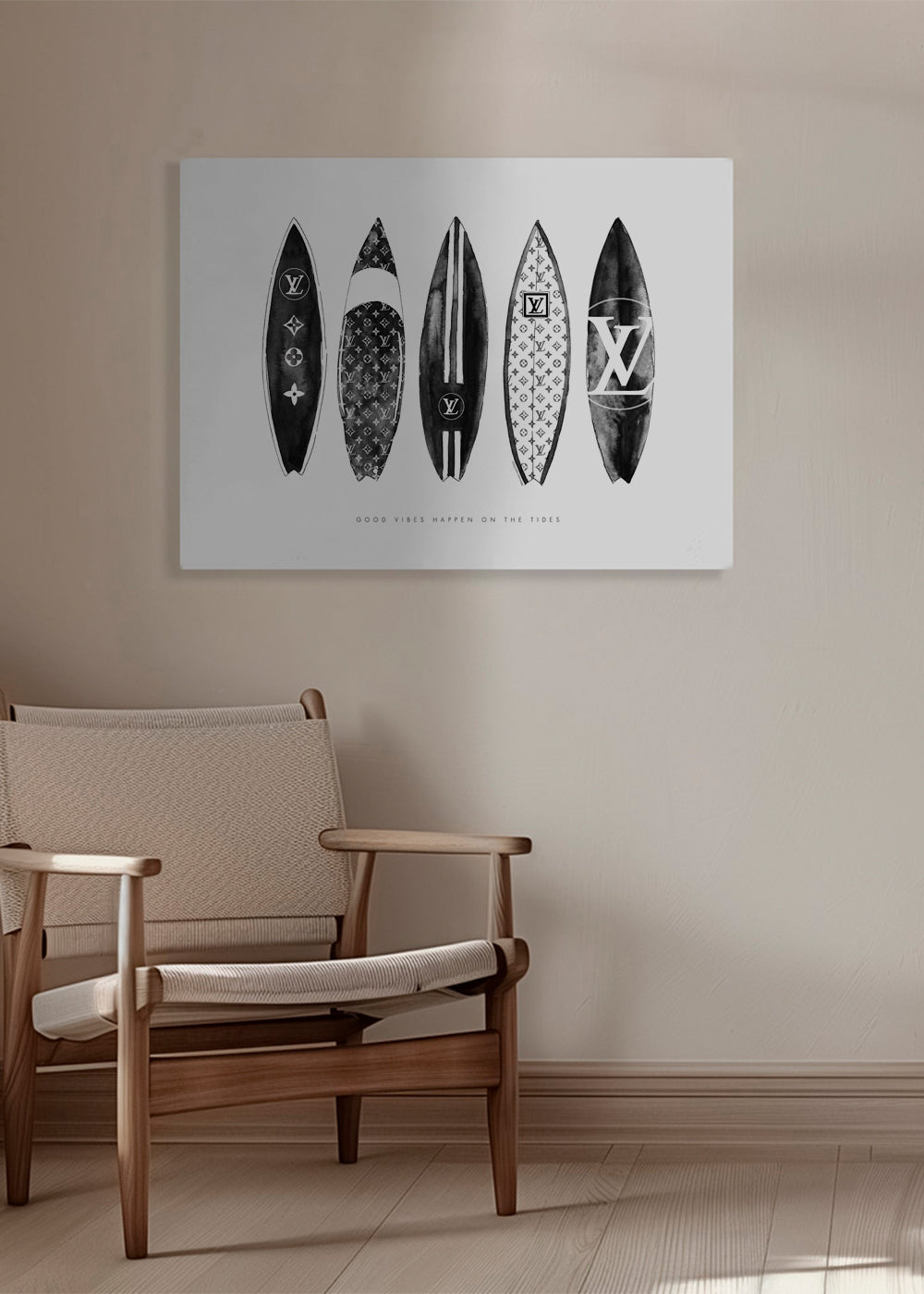 Sztuka sportowa: deski surfingowe w monochromie