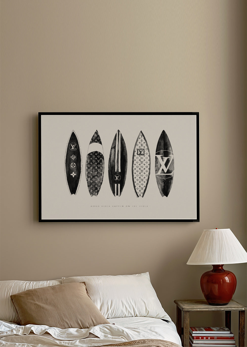 Sztuka sportowa: deski surfingowe w monochromie