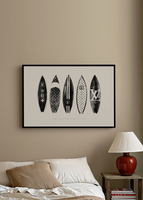 Sztuka sportowa: deski surfingowe w monochromie