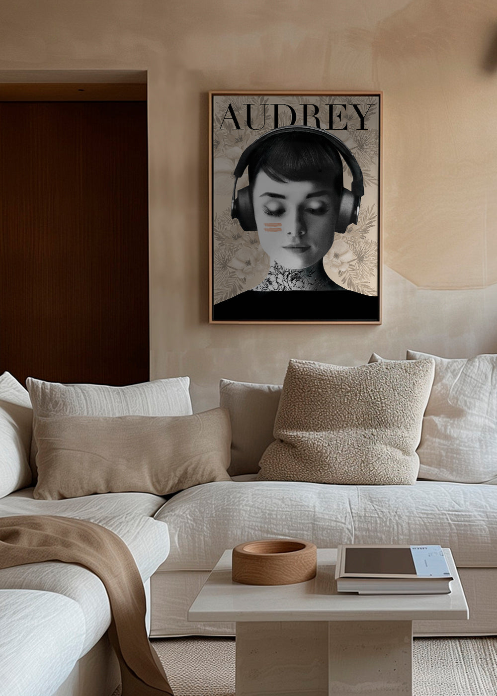 Plakat vintage Audrey ze słuchawkami