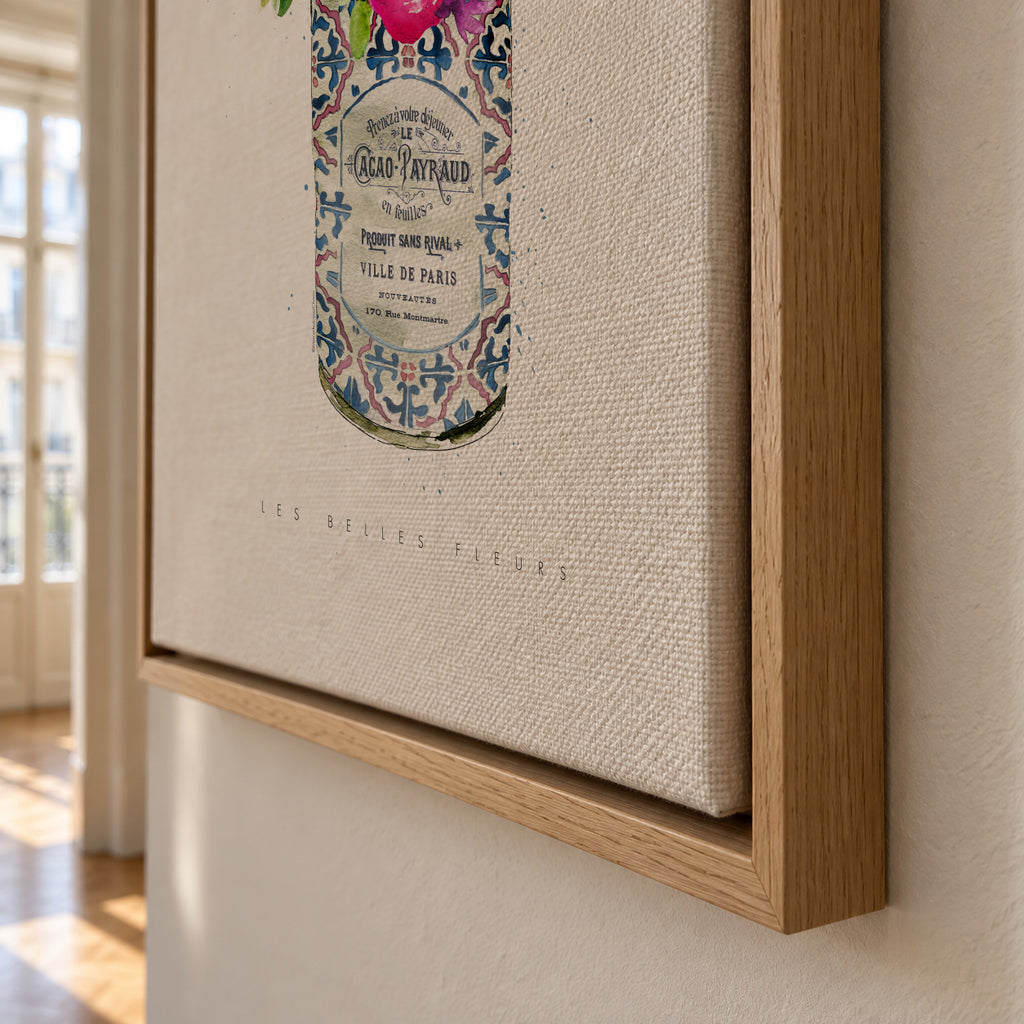 Summer Florals Vintage Can - Framed canvas detail
