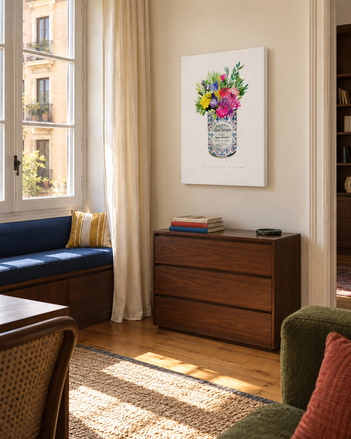 Summer Florals Vintage Can - Unframed canvas in an interior