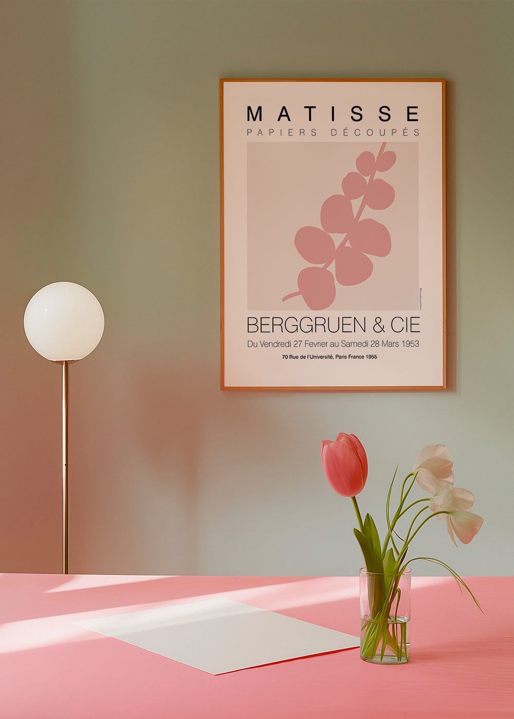 Plakat botaniczny różowy liść