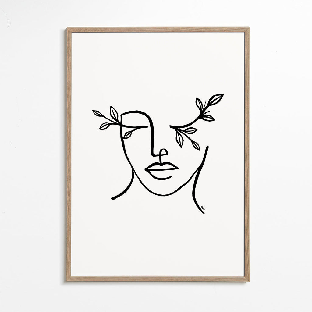 Botaniczny plakat twarz liniowa