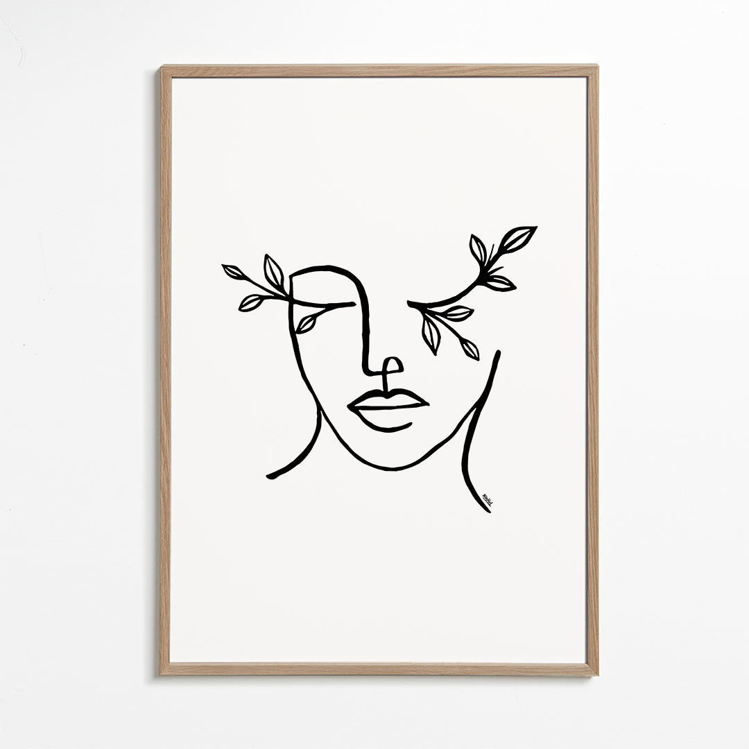 Botaniczny plakat twarz liniowa