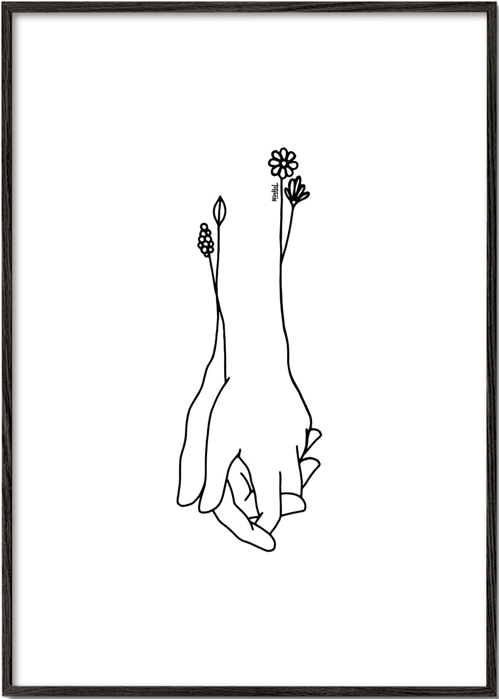 Plakat botaniczny splecione dłonie