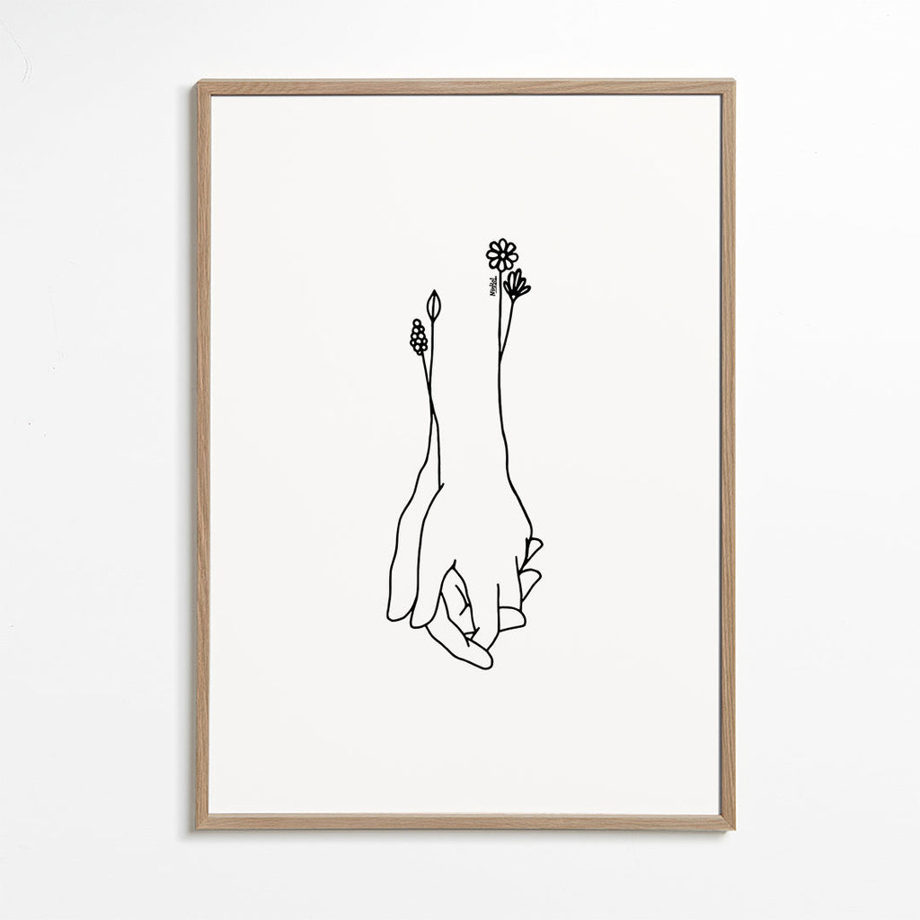 Plakat botaniczny splecione dłonie