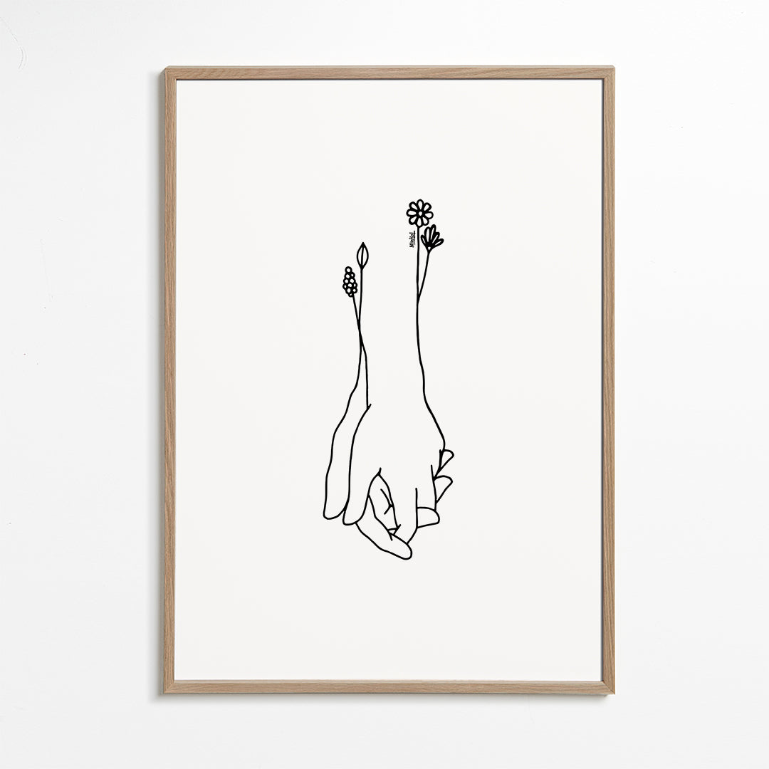 Plakat botaniczny splecione dłonie