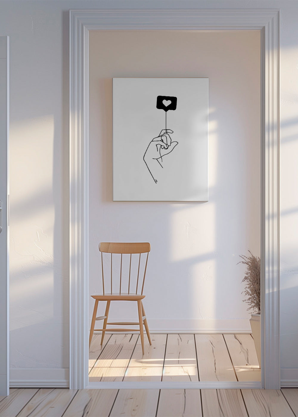 Minimalistyczna ilustracja ręki z bańką serca