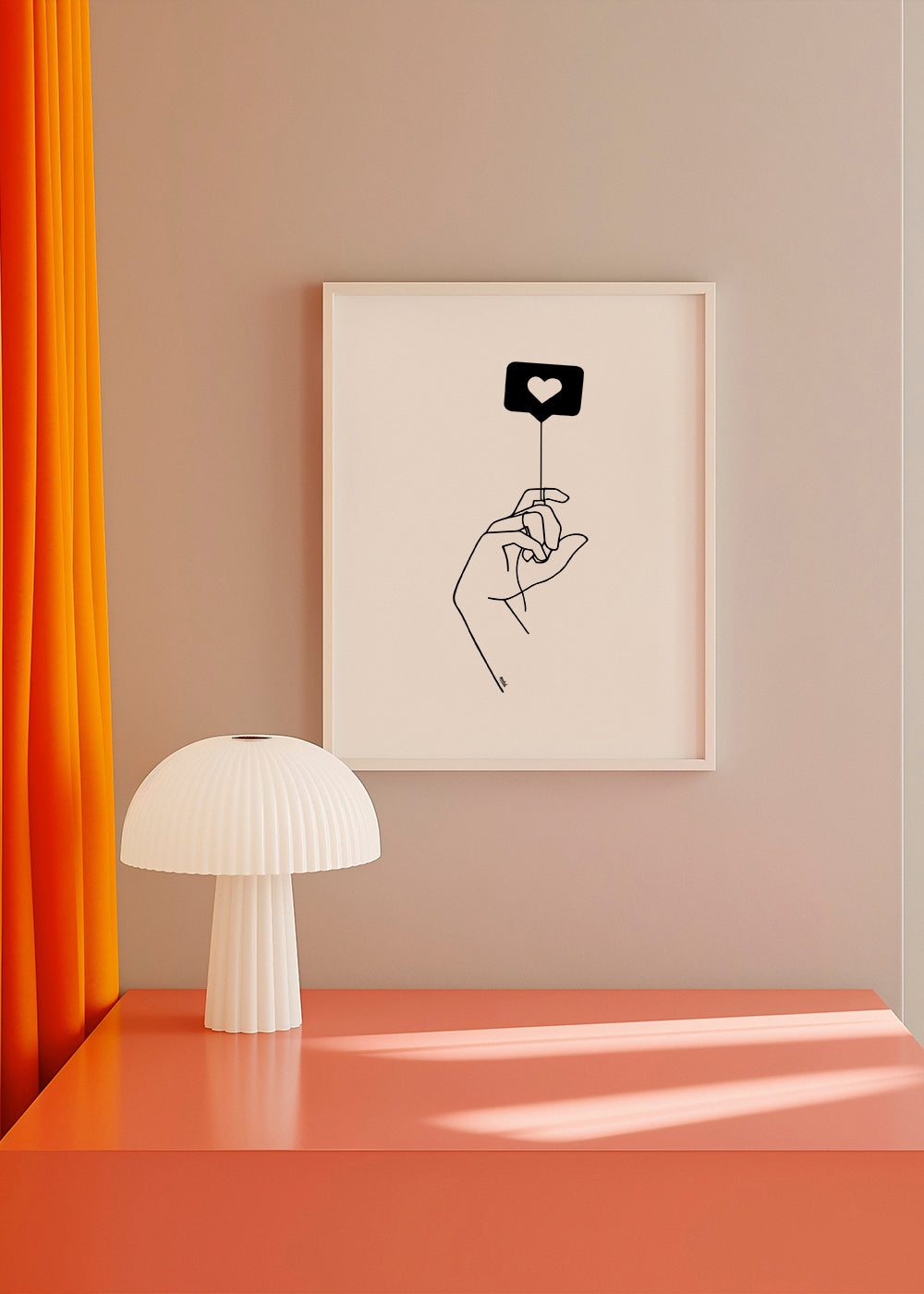 Minimalistyczna ilustracja ręki z bańką serca