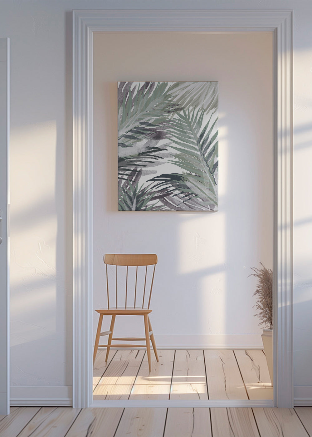 Plakat botaniczny z palmami akwarelowymi