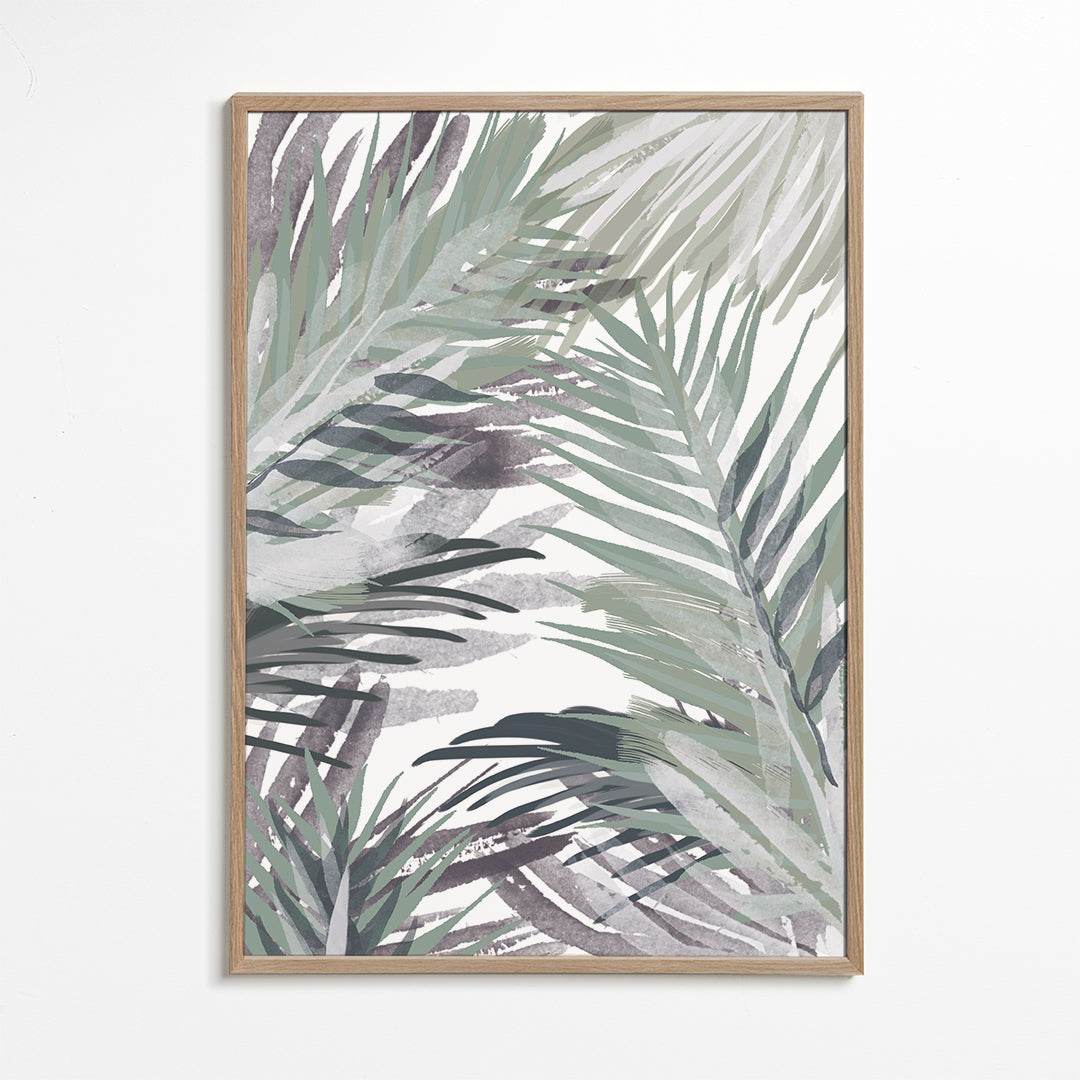 Plakat botaniczny z palmami akwarelowymi