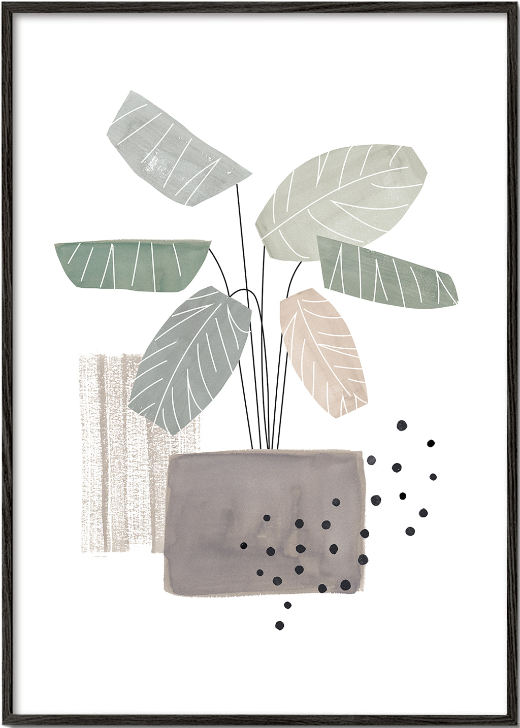 Plakat botaniczny ze stylizowanymi liśćmi