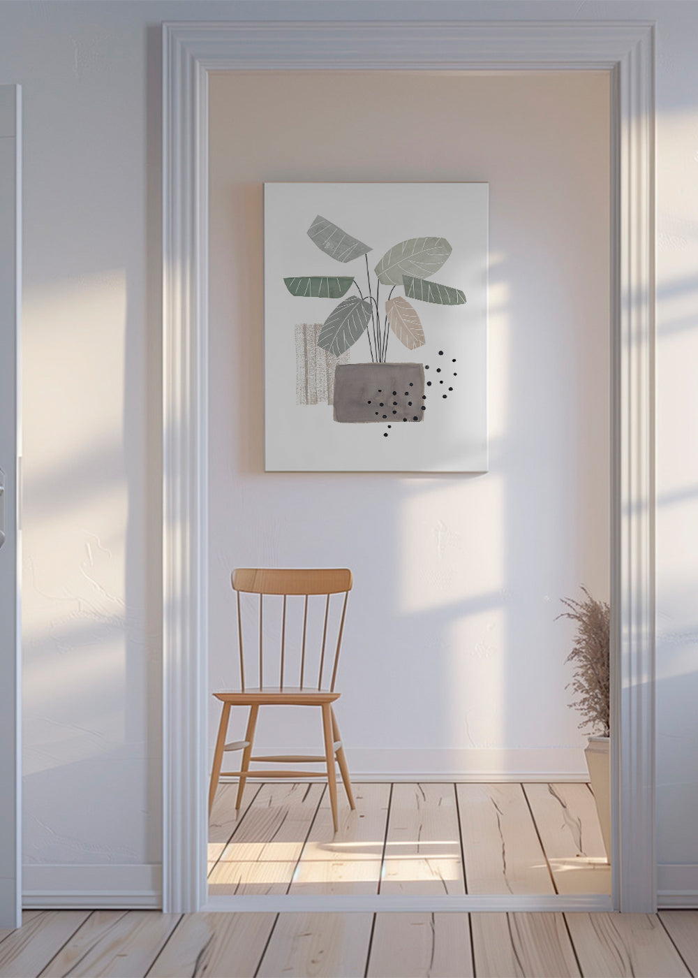 Plakat botaniczny ze stylizowanymi liśćmi