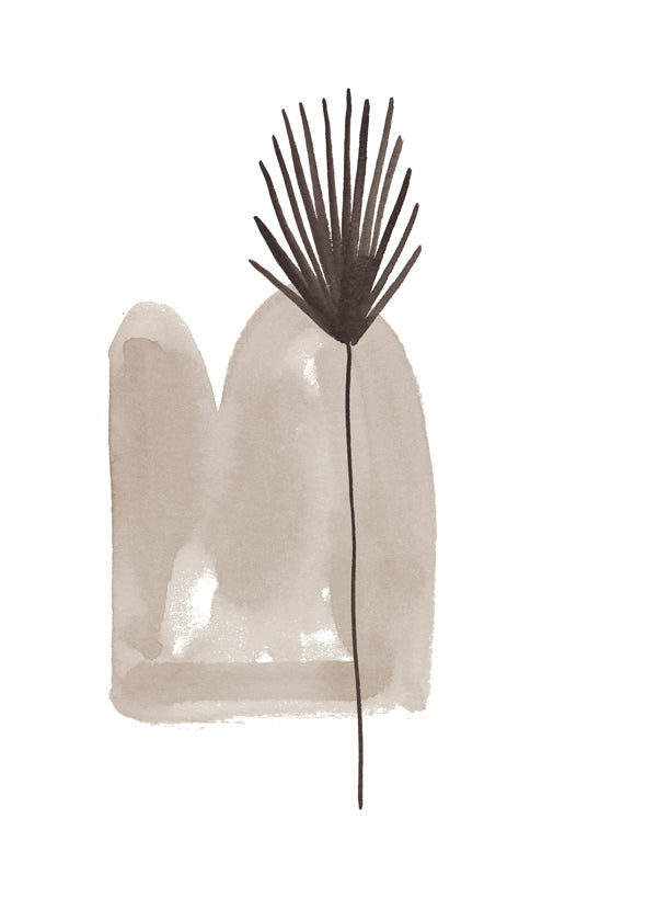 Plakat botaniczny: minimalistyczny liść akwarela