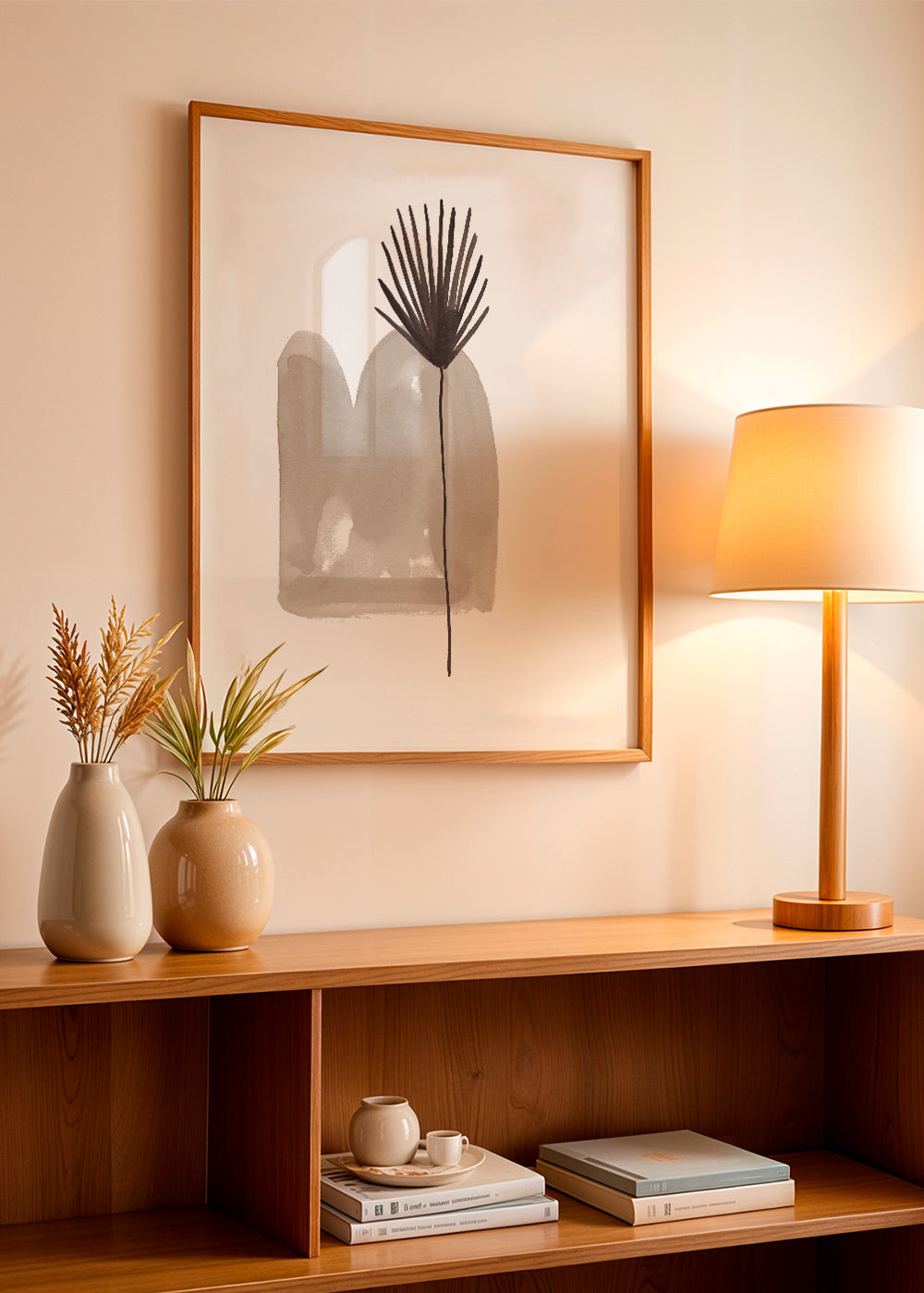 Plakat botaniczny: minimalistyczny liść akwarela