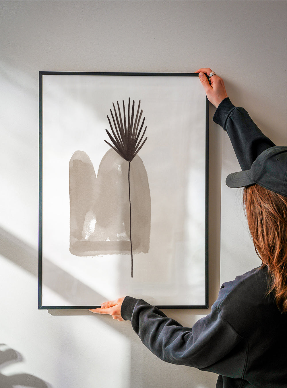 Plakat botaniczny: minimalistyczny liść akwarela