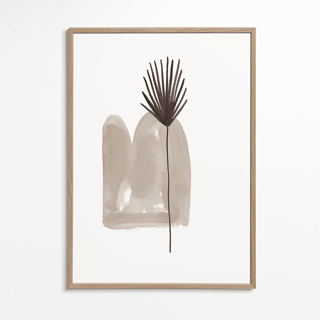 Plakat botaniczny: minimalistyczny liść akwarela
