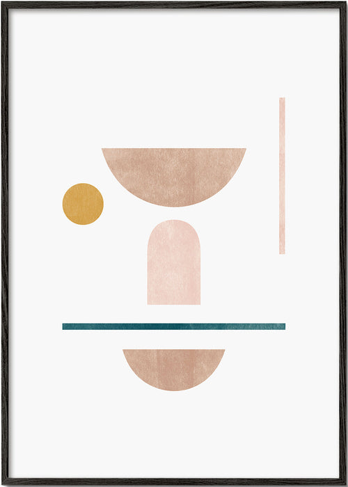 Plakat geometryczny z miękkimi kształtami