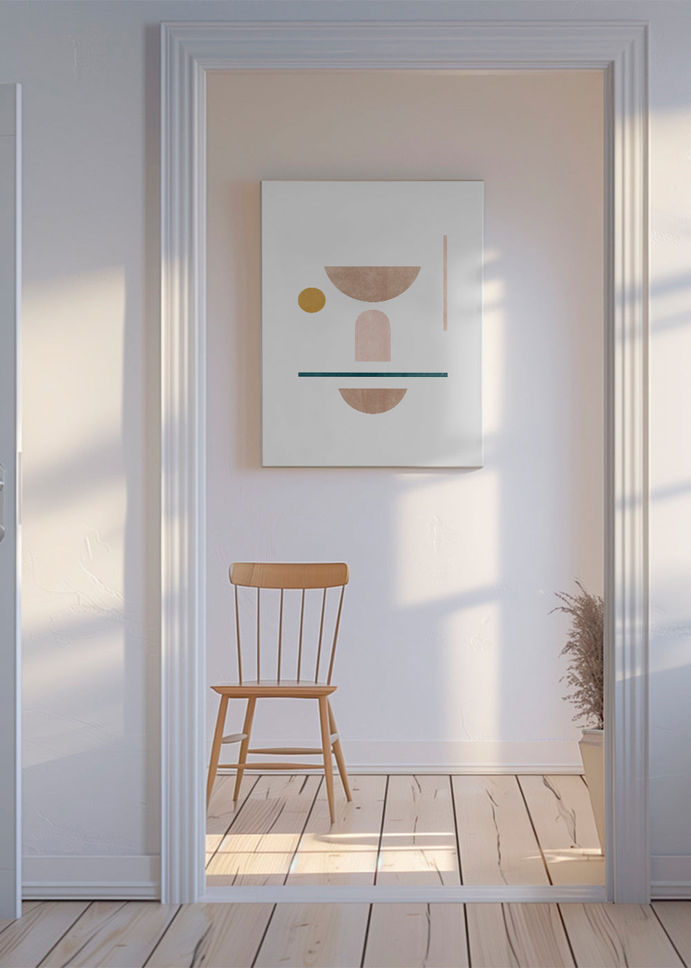 Plakat geometryczny z miękkimi kształtami