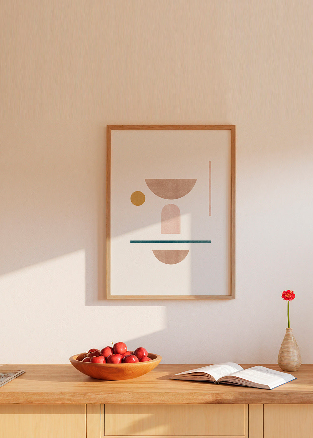 Plakat geometryczny z miękkimi kształtami