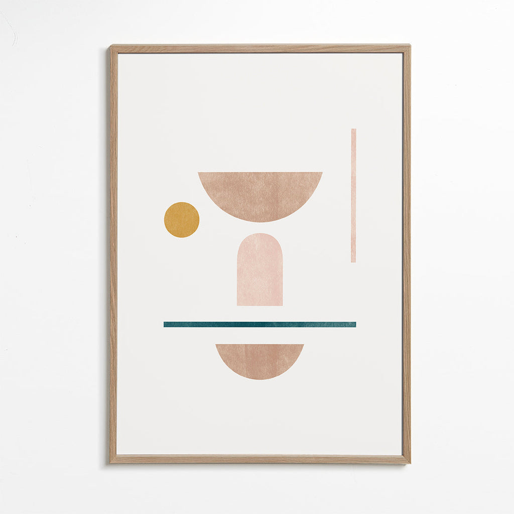 Plakat geometryczny z miękkimi kształtami