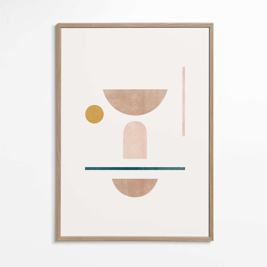 Plakat geometryczny z miękkimi kształtami
