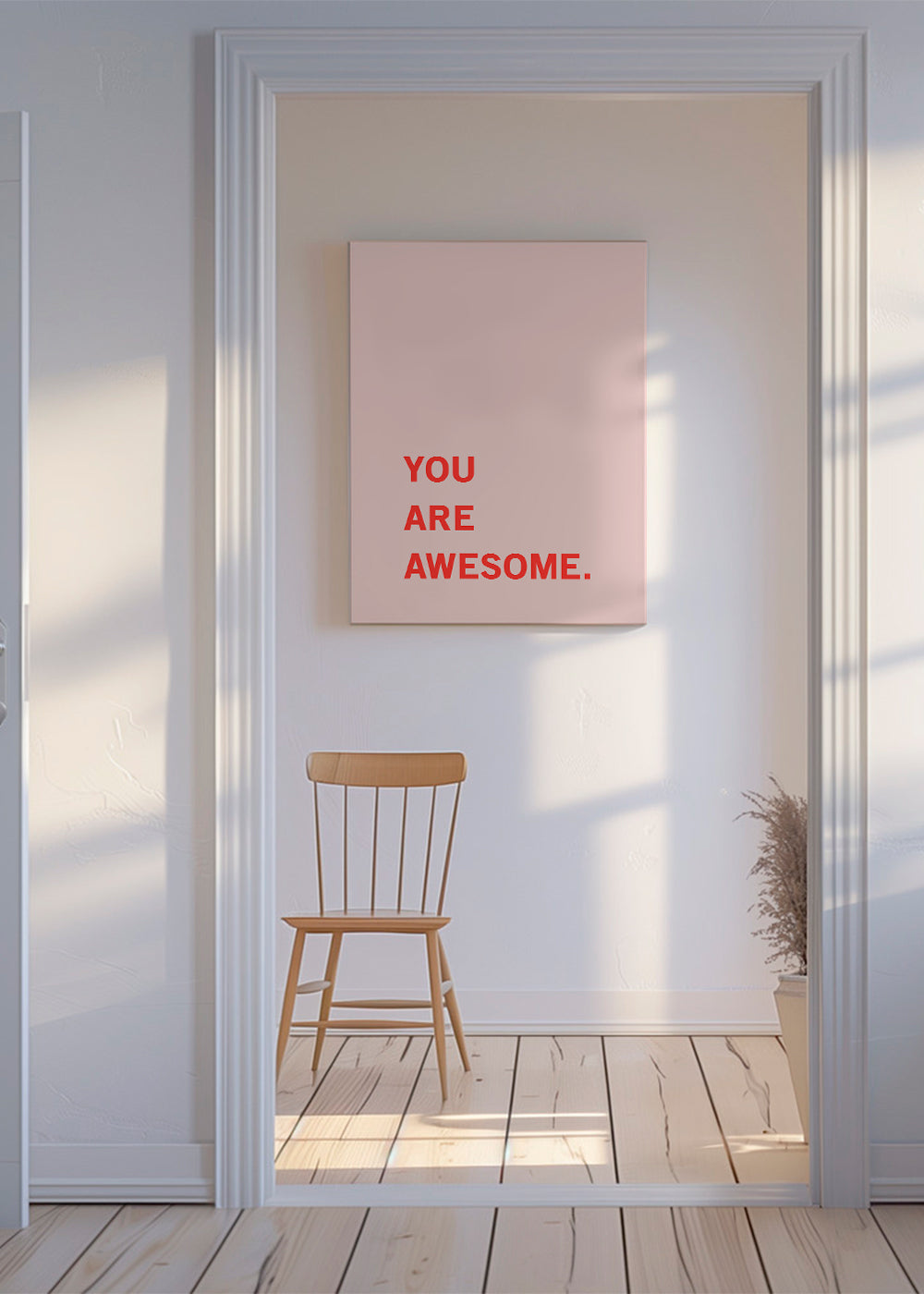 Grafika typograficzna: czerwony cytat na różu