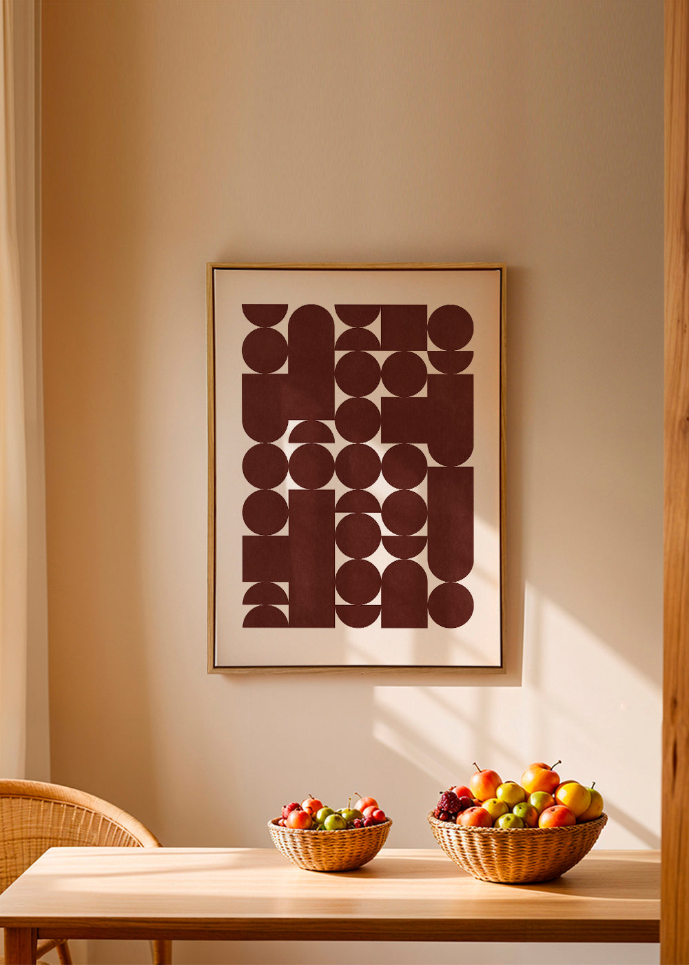 Plakat geometryczny retro brązowy