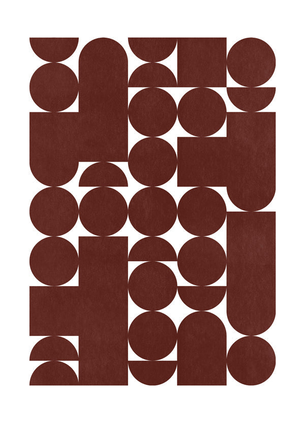 Plakat geometryczny retro brązowy