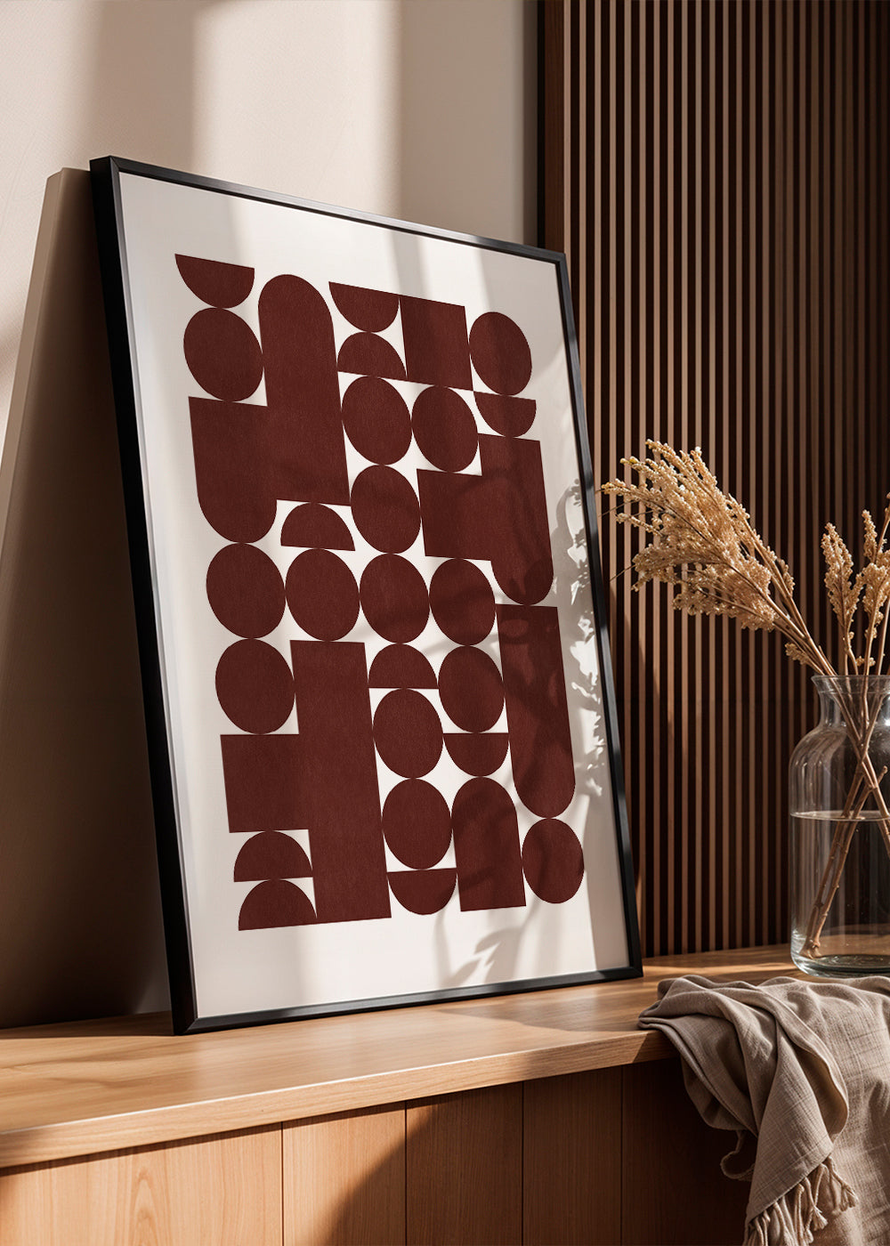 Plakat geometryczny retro brązowy
