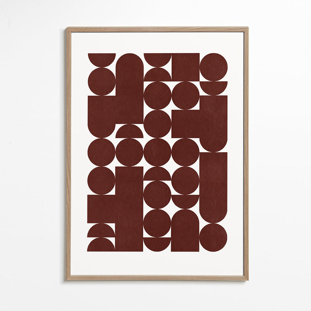 Plakat geometryczny retro brązowy