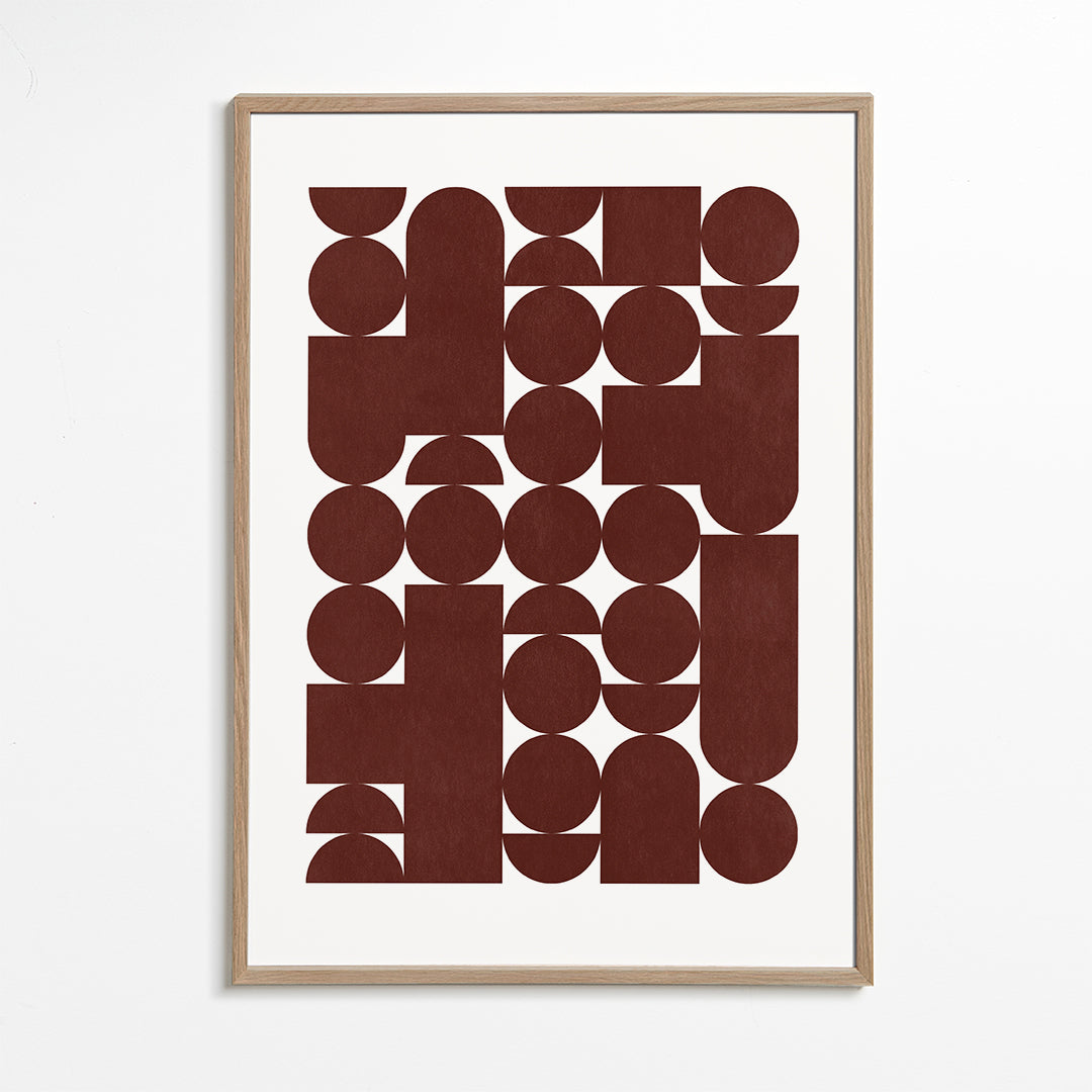 Plakat geometryczny retro brązowy
