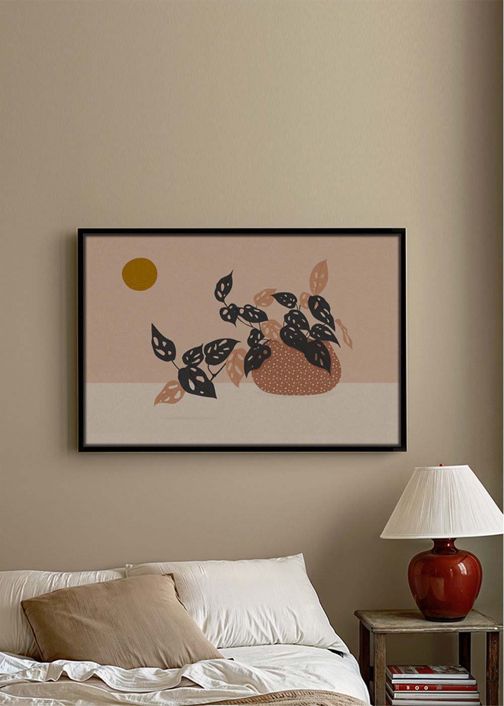 Plakat botaniczny z rośliną w doniczce