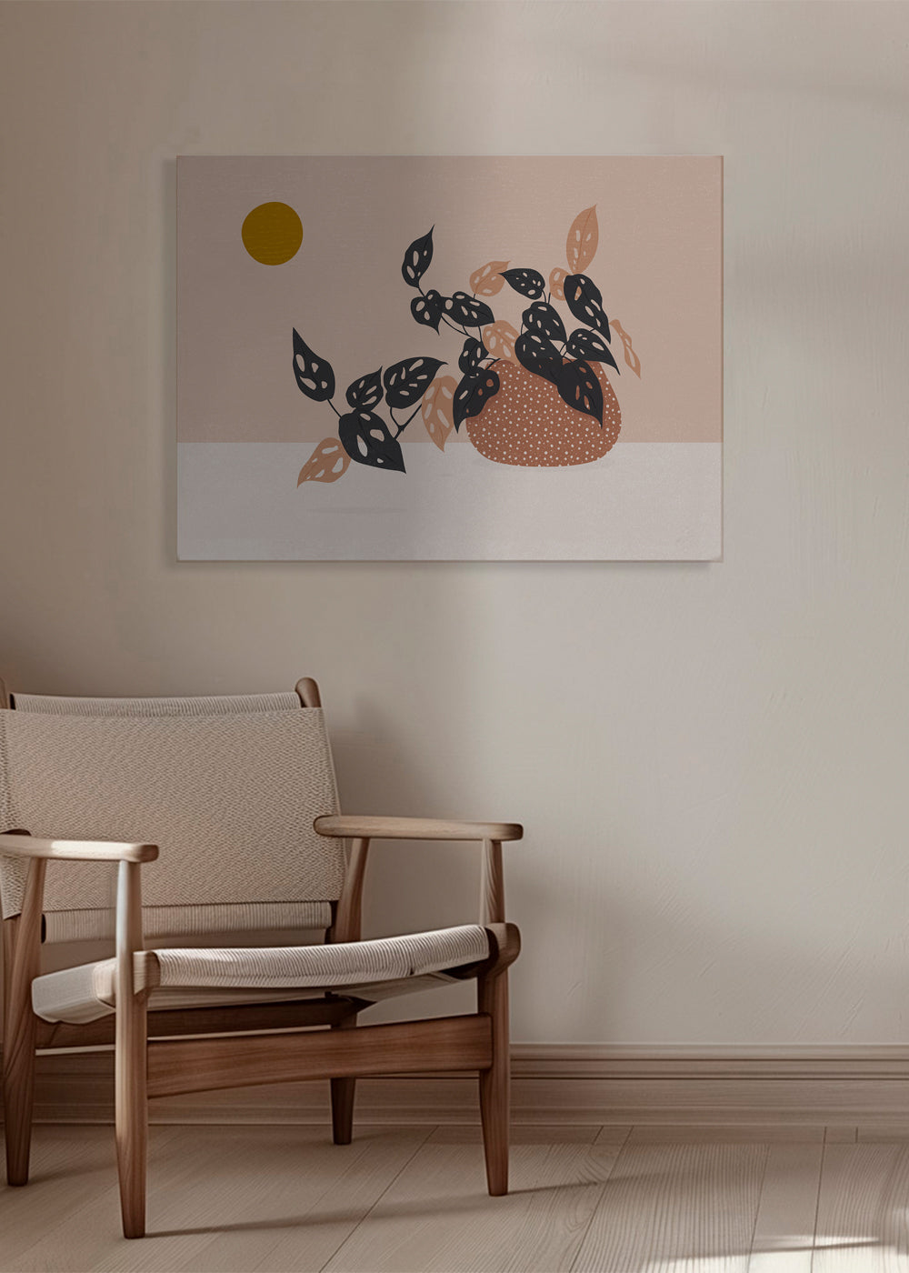 Plakat botaniczny z rośliną w doniczce